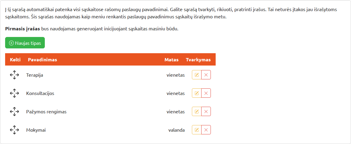 Paslaugų tipai